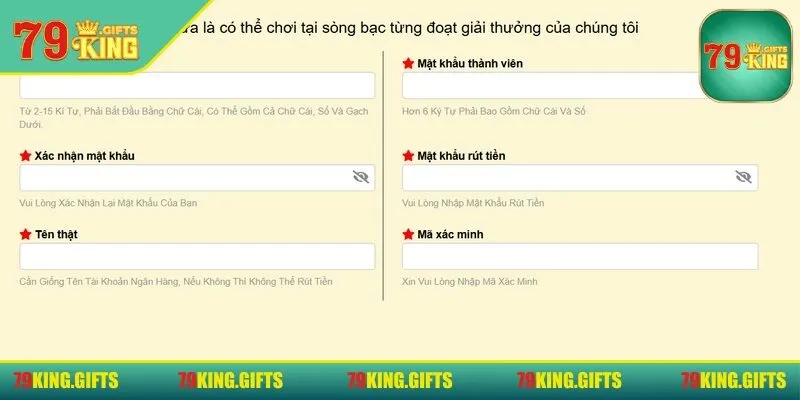 Cần xem xét lại 1 lượt thông tin đăng ký 79KING